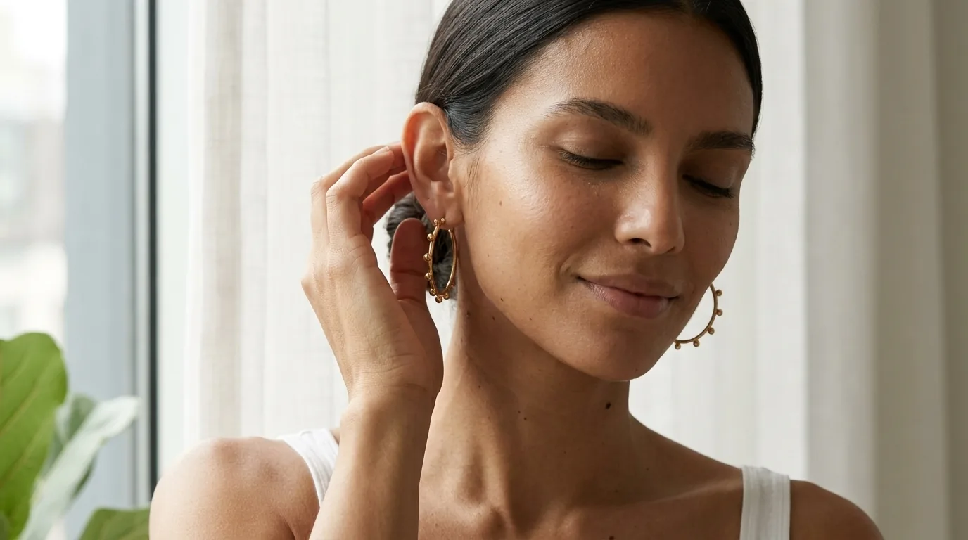 Aretes Halo, argollas doradas con esferas