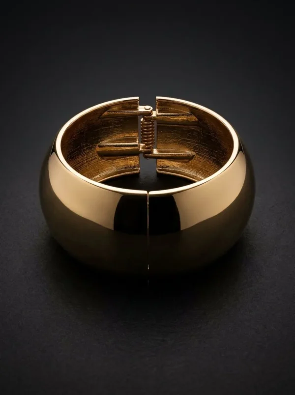Brazalete Eclipse Oro de Arcano: brazalete rígido de domo pulido con baño de oro de 24k