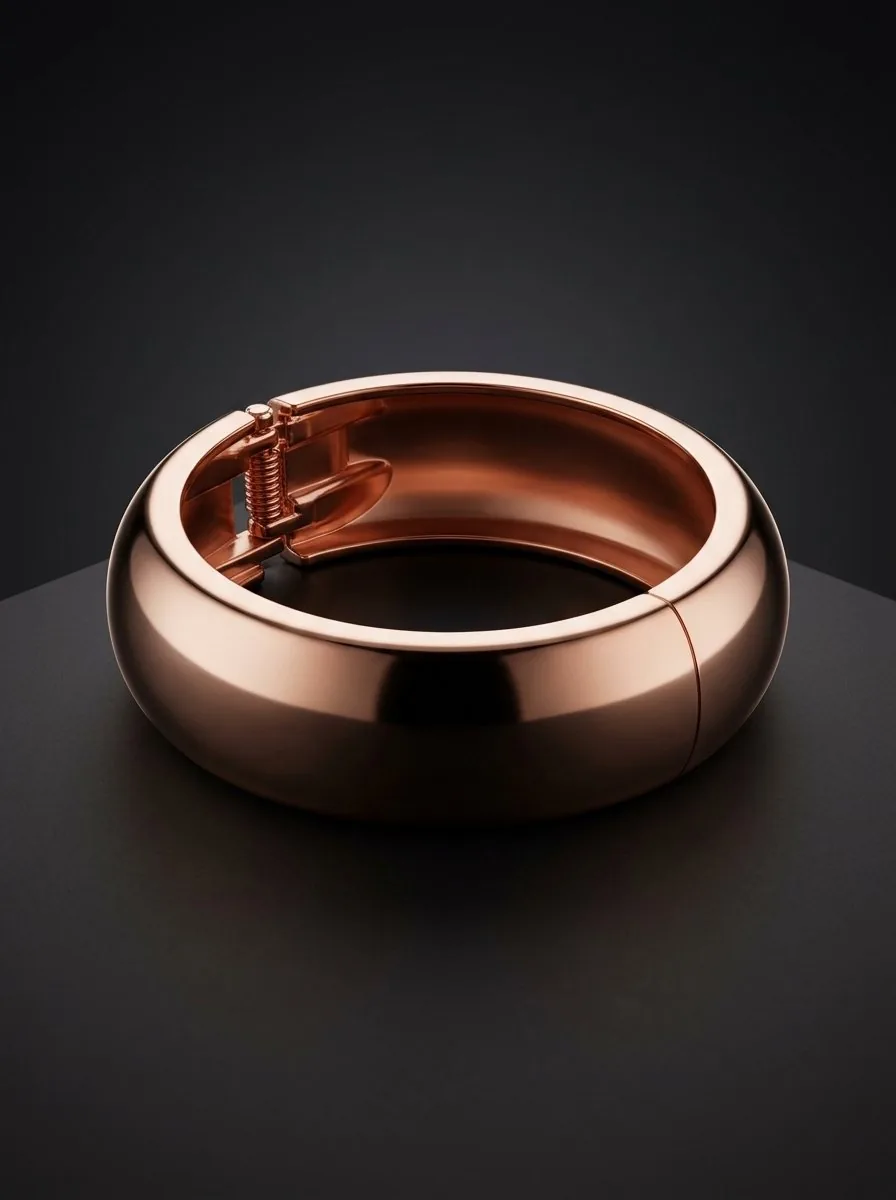 Brazalete Eclipse Oro Rosa de Arcano: brazalete rígido de domo pulido en acabado oro rosa