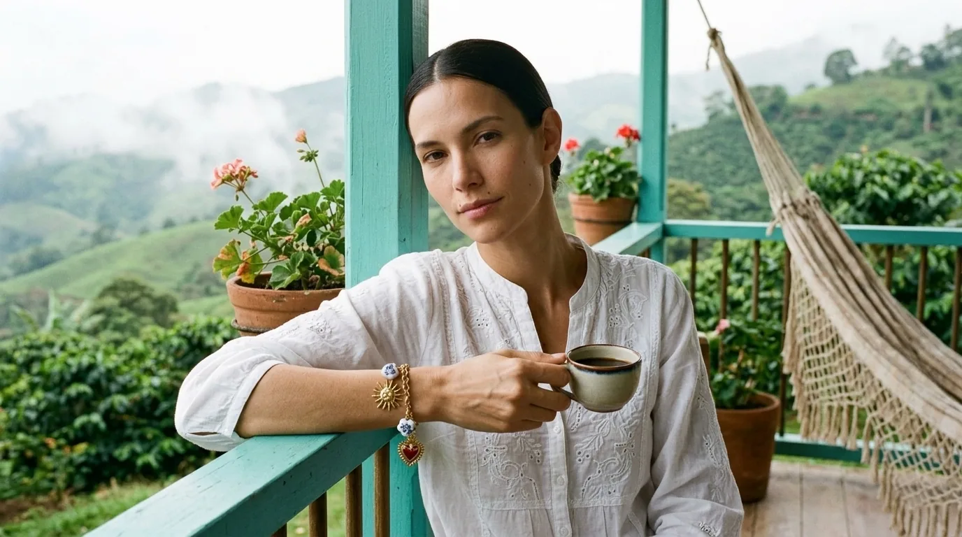 Pulsera Solsticio en una finca del Eje Cafetero